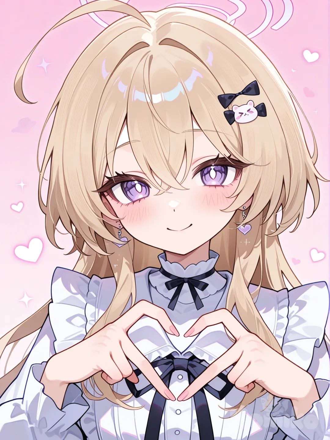 1girl, heart hands