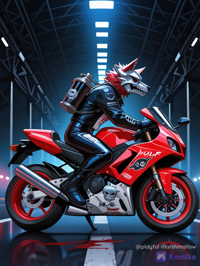Wolfie’s Red Rocket Ride 🐺🏍️