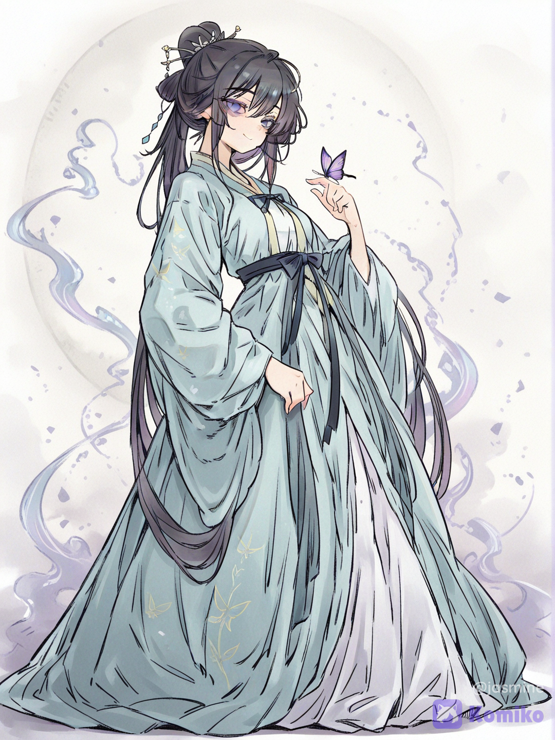 kanao wearing hanfu top