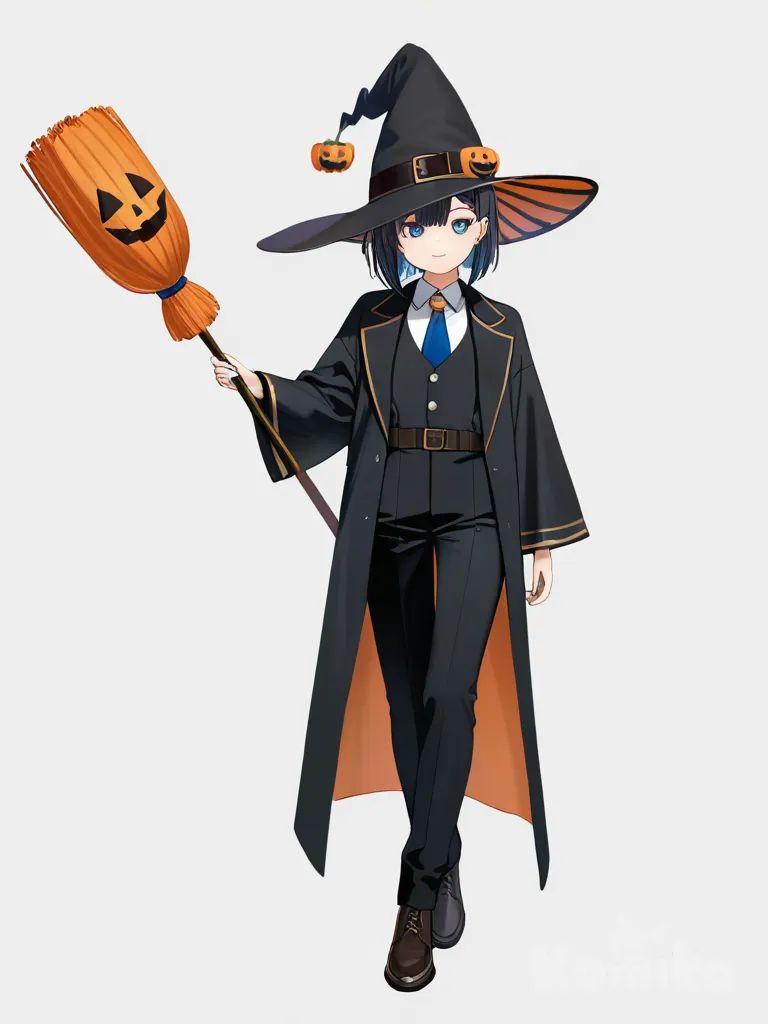 tyrannosaurus, halloween hat, single character, full body, looking at viewer, anime style, simple background, white background