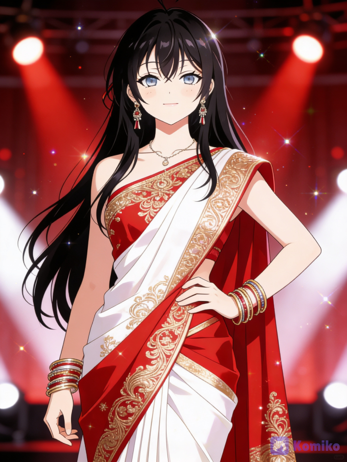 Masha wearing saree