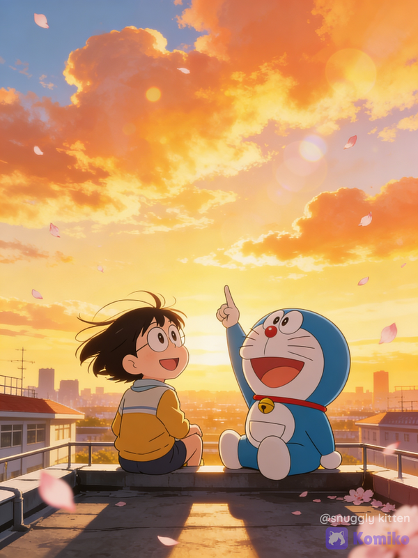 Golden Hour with Doraemon ☀️