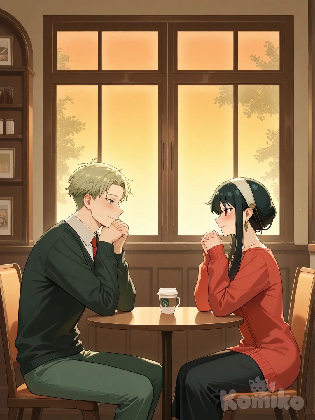 @Twilight_(Spy_X_Family), @Yor_Briar, holding hands, cafe