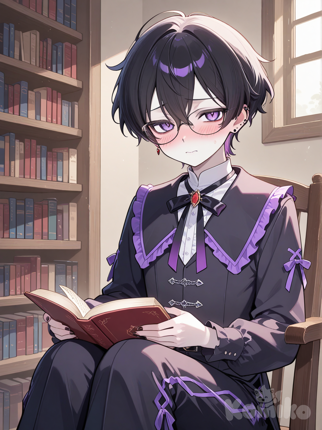 Studying in the library