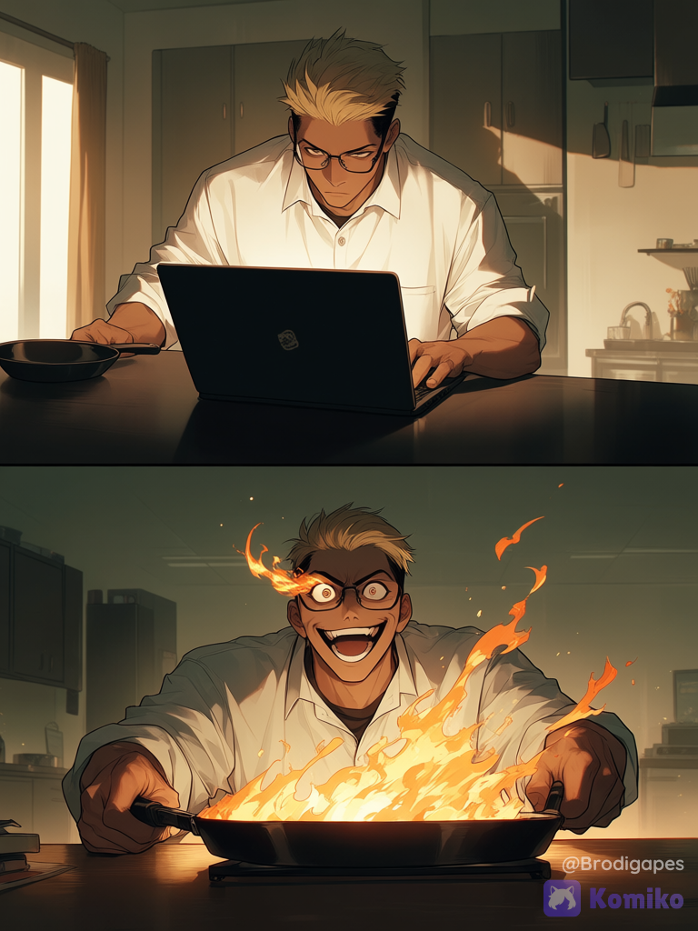After a hard day's work, my power blossoms in the kitchen!