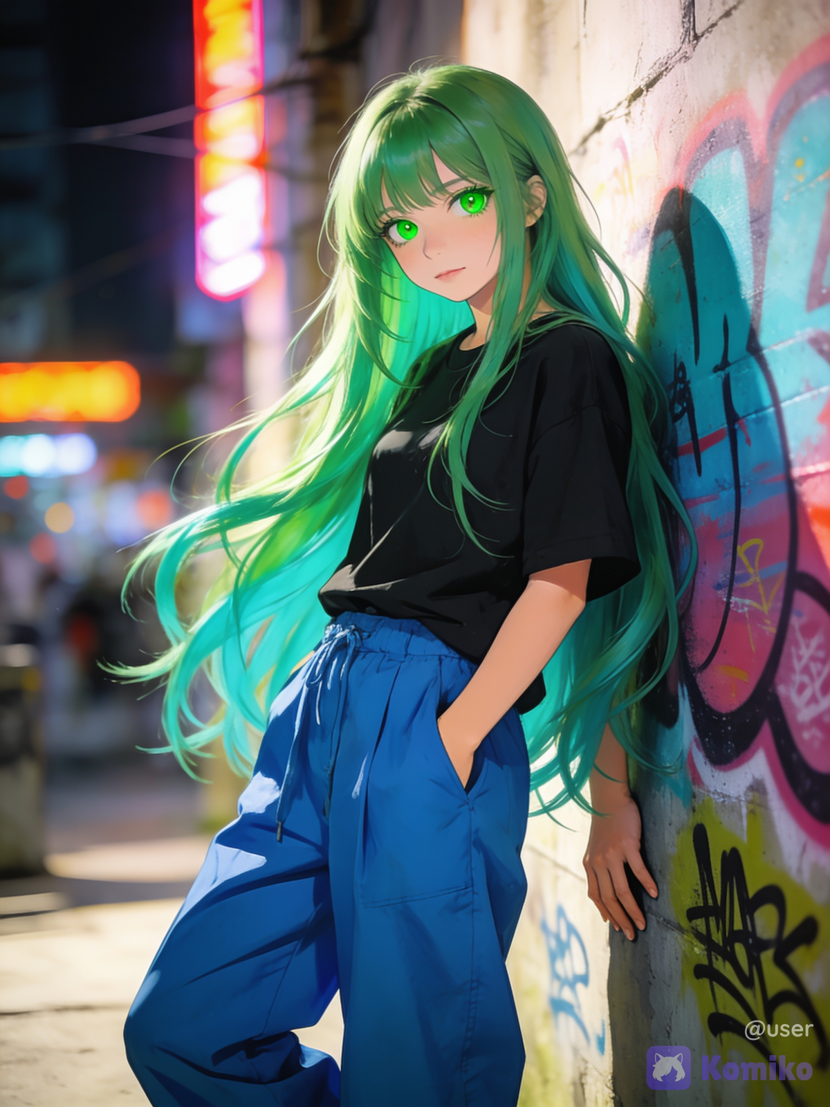 Verde neón en la noche 🌃💚