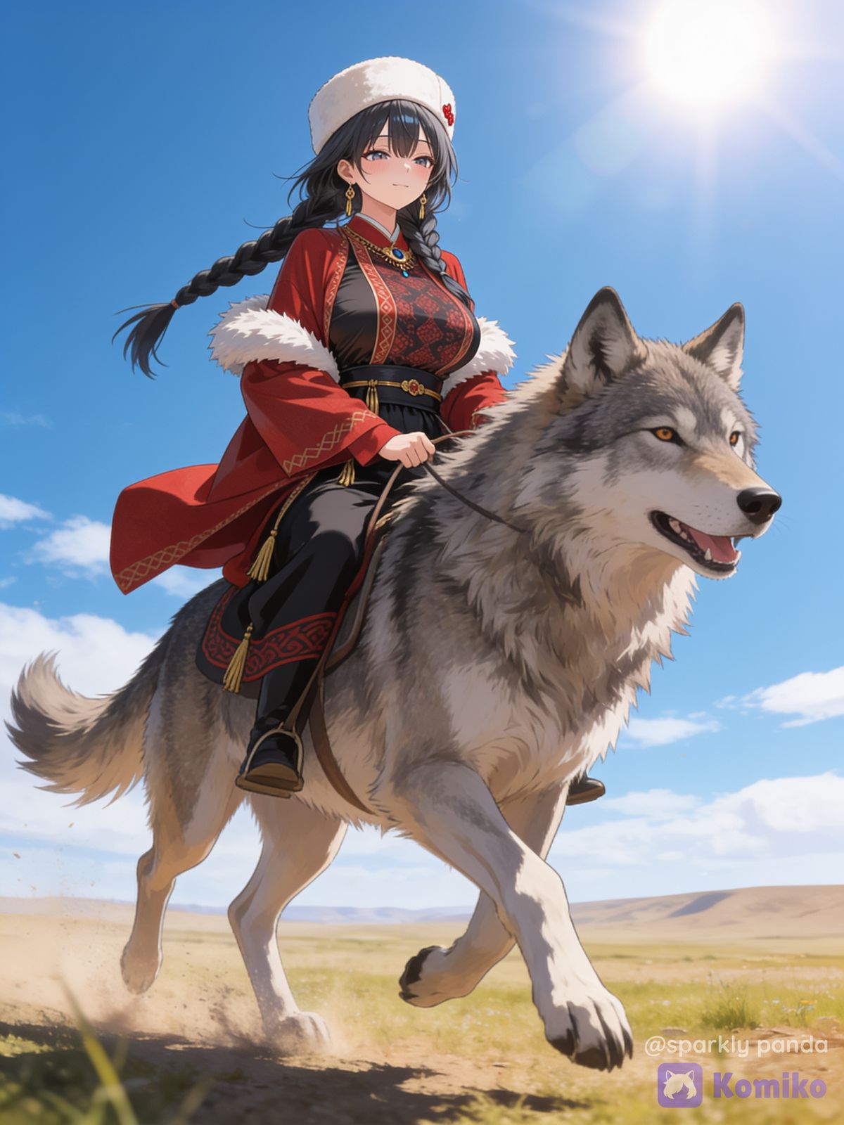Yakoute chevauchant loup