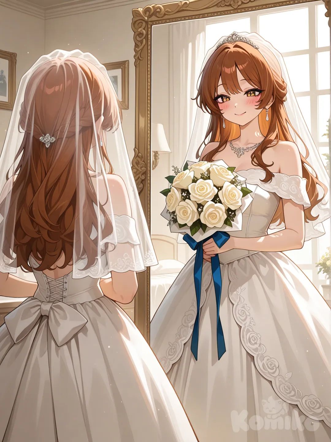 Wedding bride getting ready to marry the love of her life