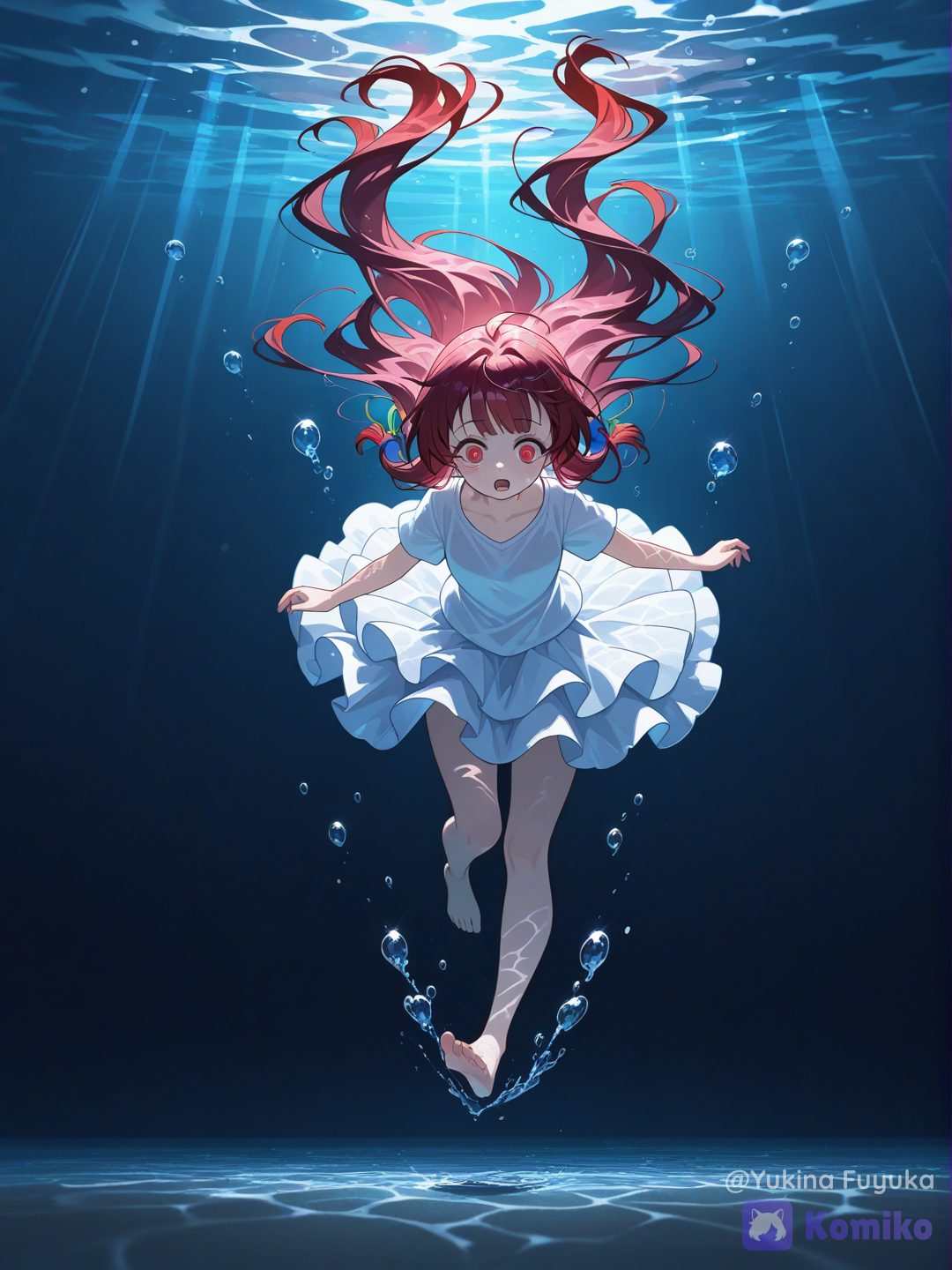 Niña se haoga en el agua