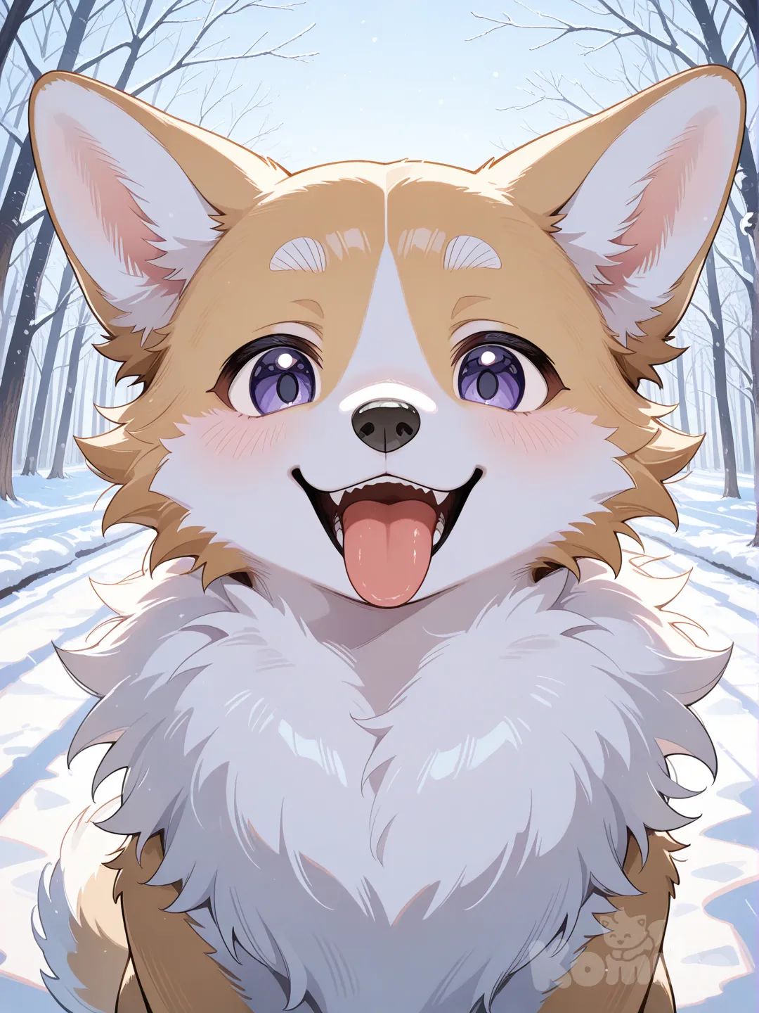dog cute in snow