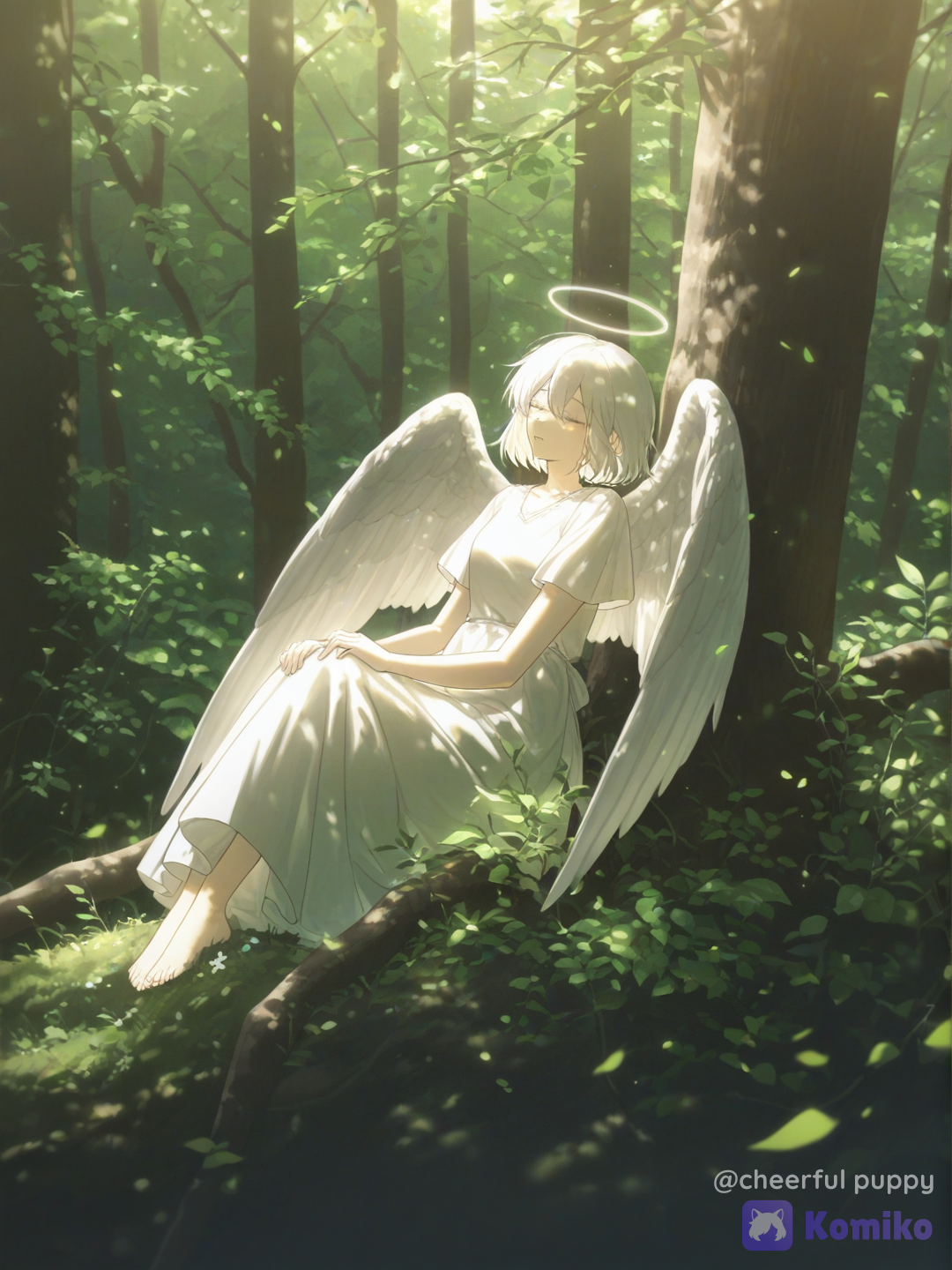 Angel(?) rests in forest