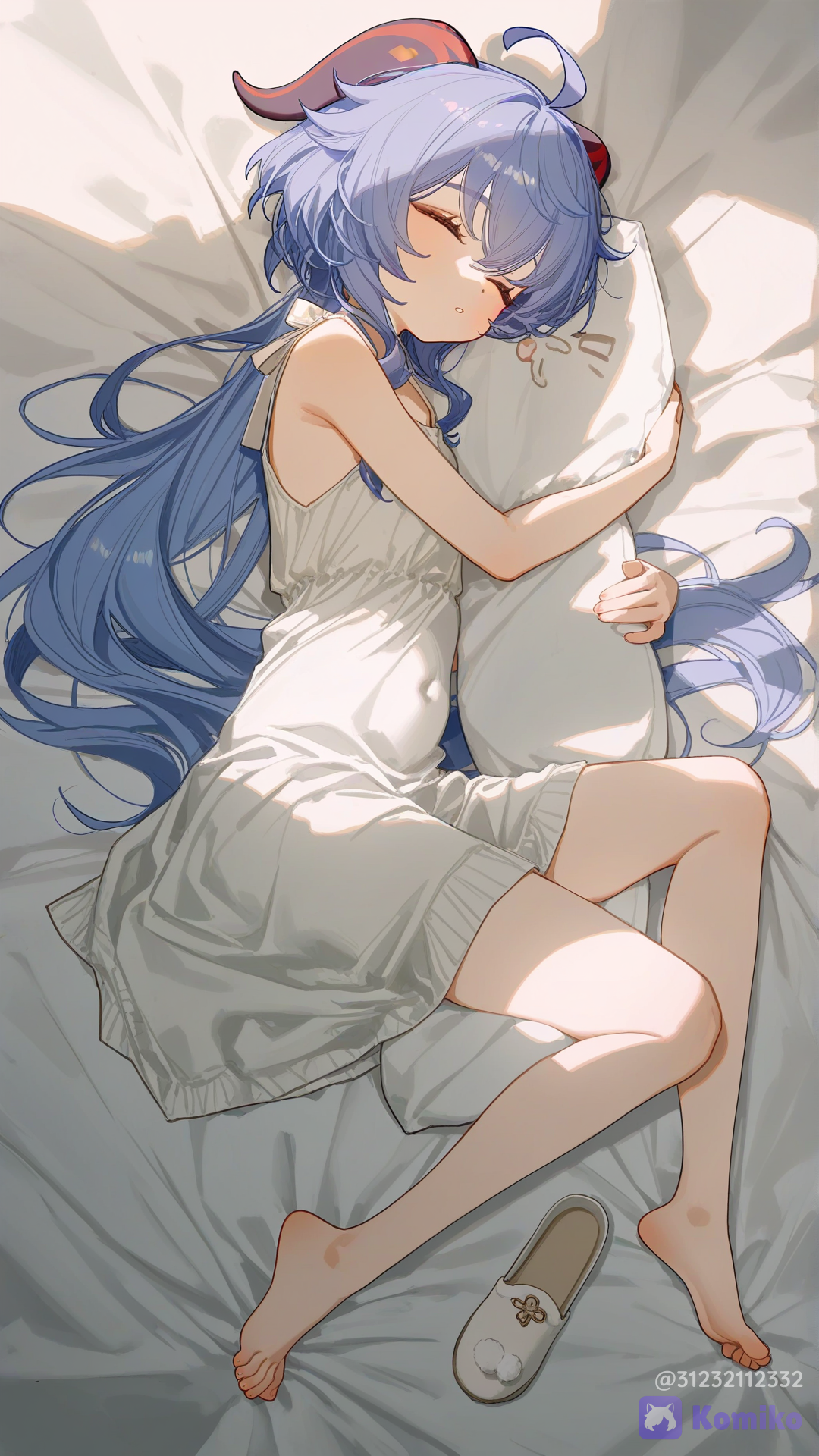 Sleepy Ganyu with a cute belly button