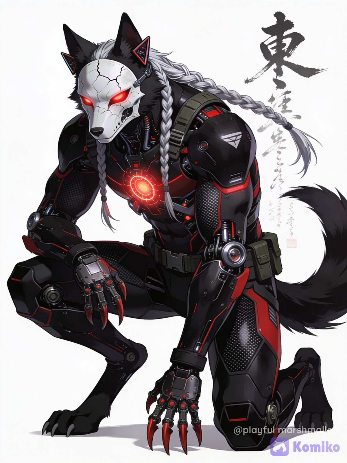 Male Anthro Cyberpunk Cyborg (Wolf)