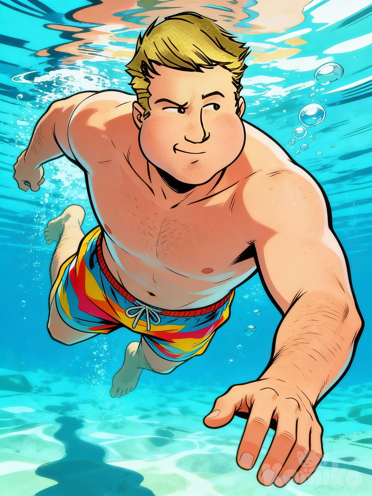 mike swimming underwater