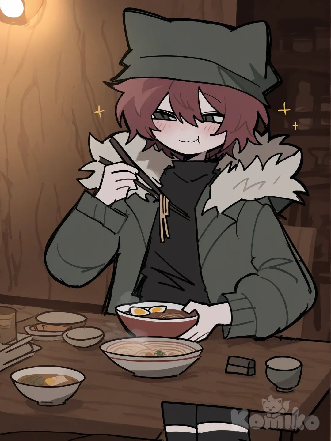 1boy comiendo ramen feliz