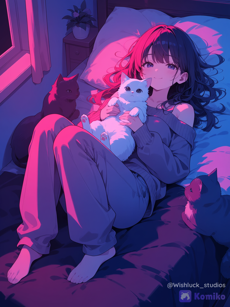 "ahhhh just another evening with my kitties..."