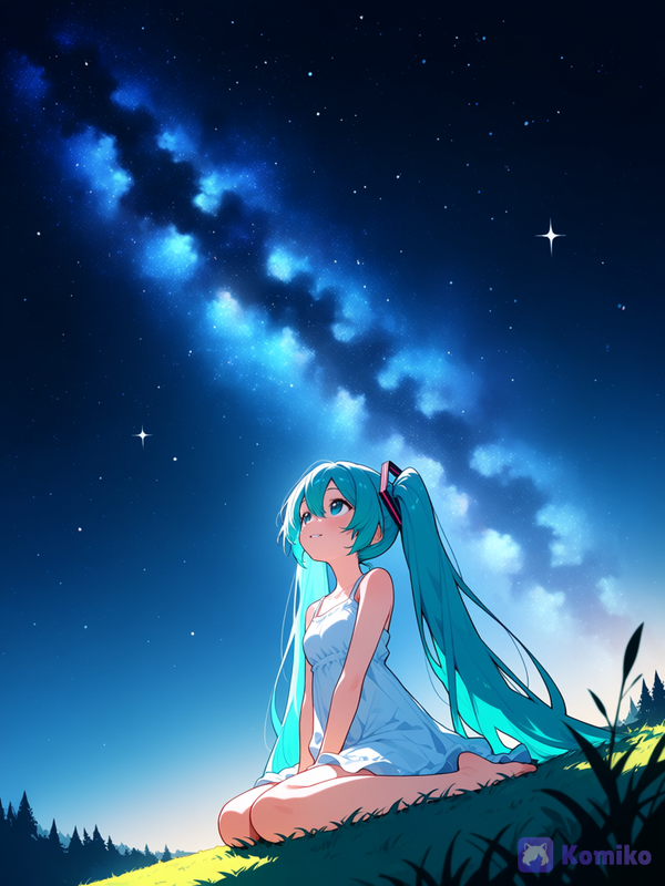 Miku's starry night magic 🌌✨