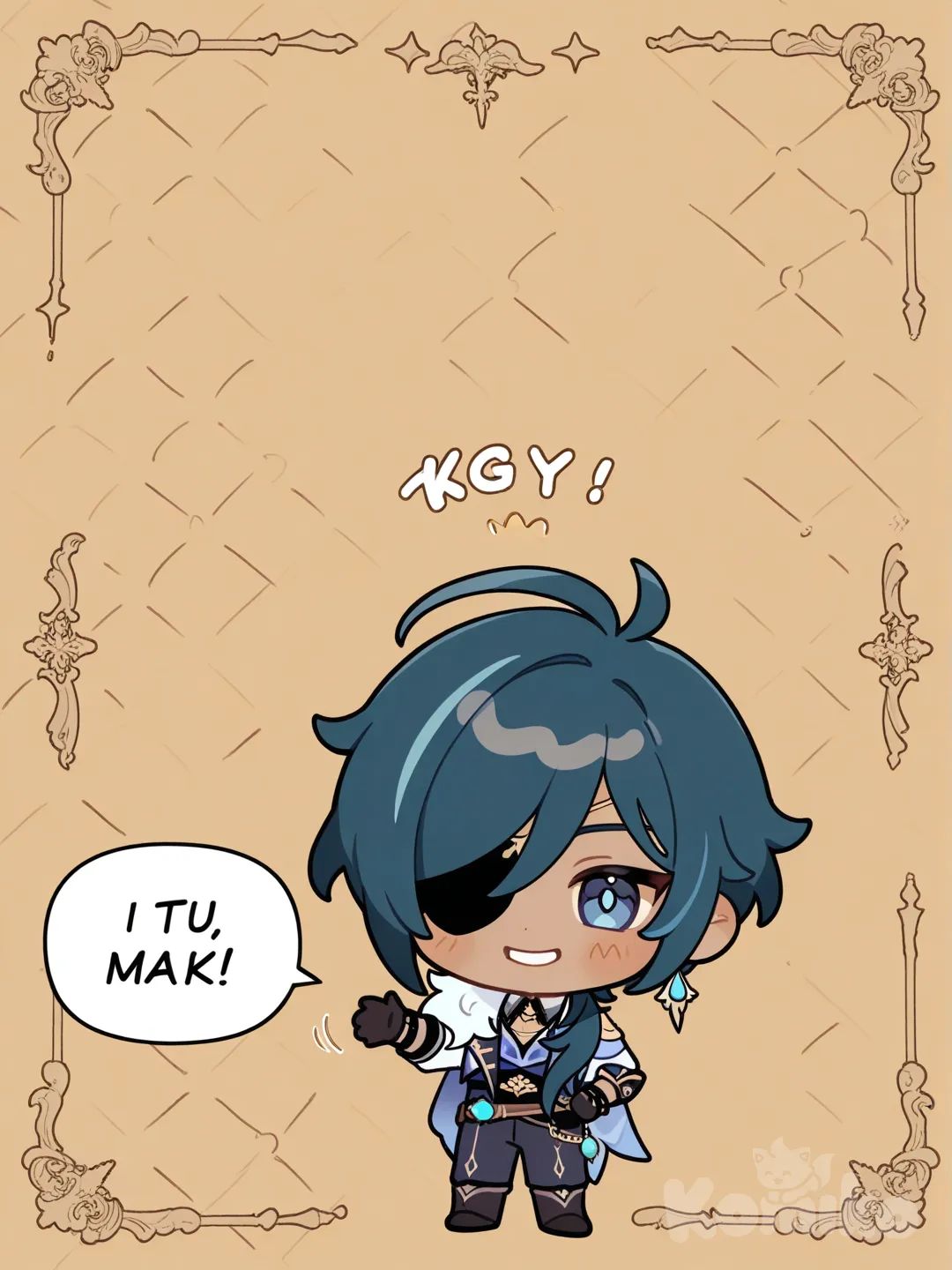 @Kaeya_(Genshin_Impact), say hi, wallpaper (object), chibi