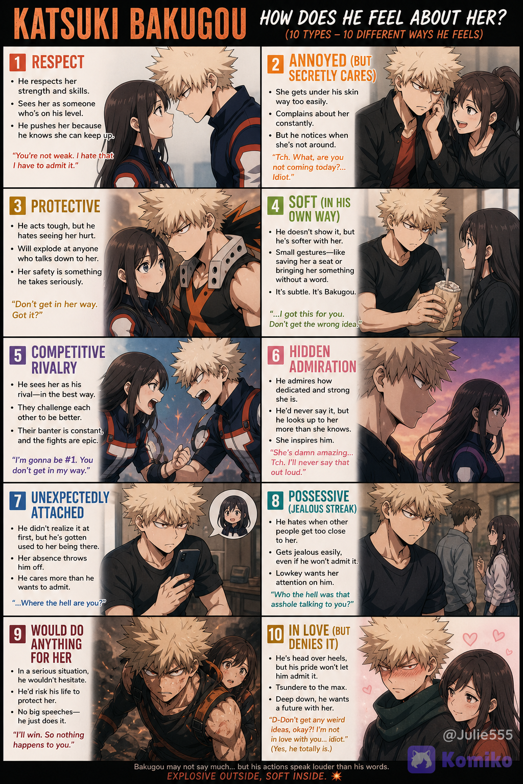 How does he feel about her? (Katsuki Bakugou)