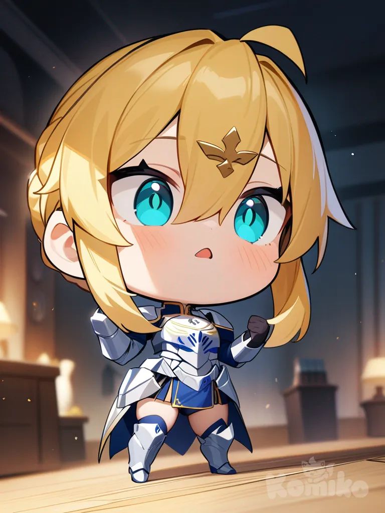 artoria pendragon (lancer) (fate), chibi, Stand up straight