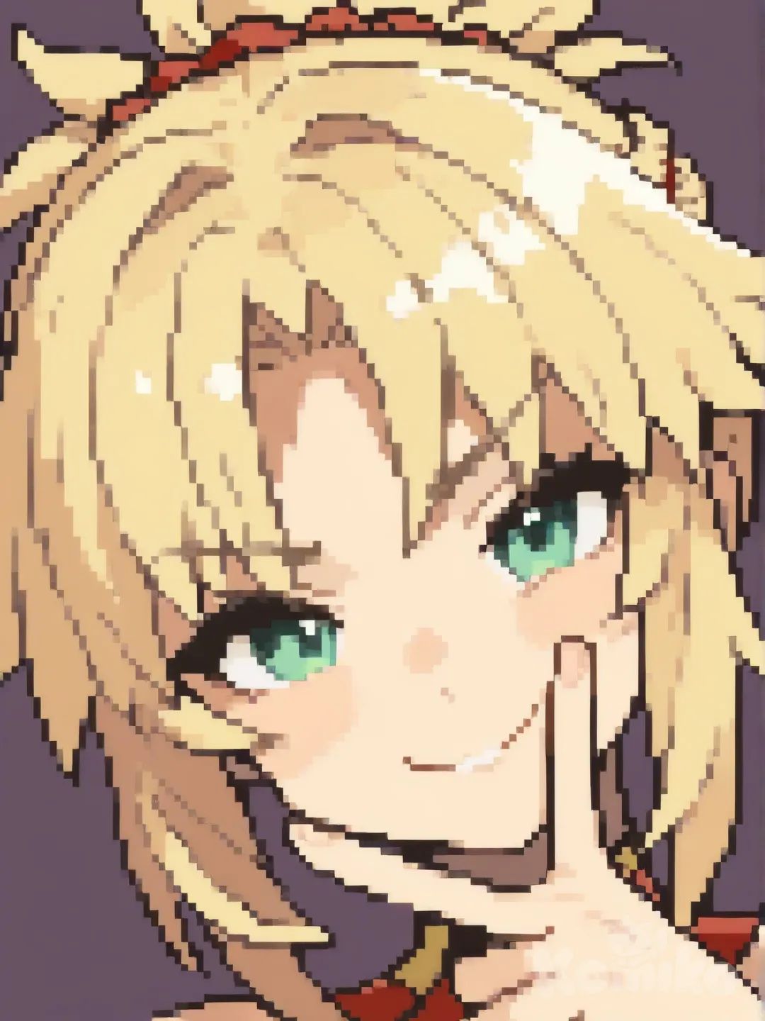 @Mordred_(Fate/Apocrypha), portrait, v sign, [soft-pixel-art-style]
