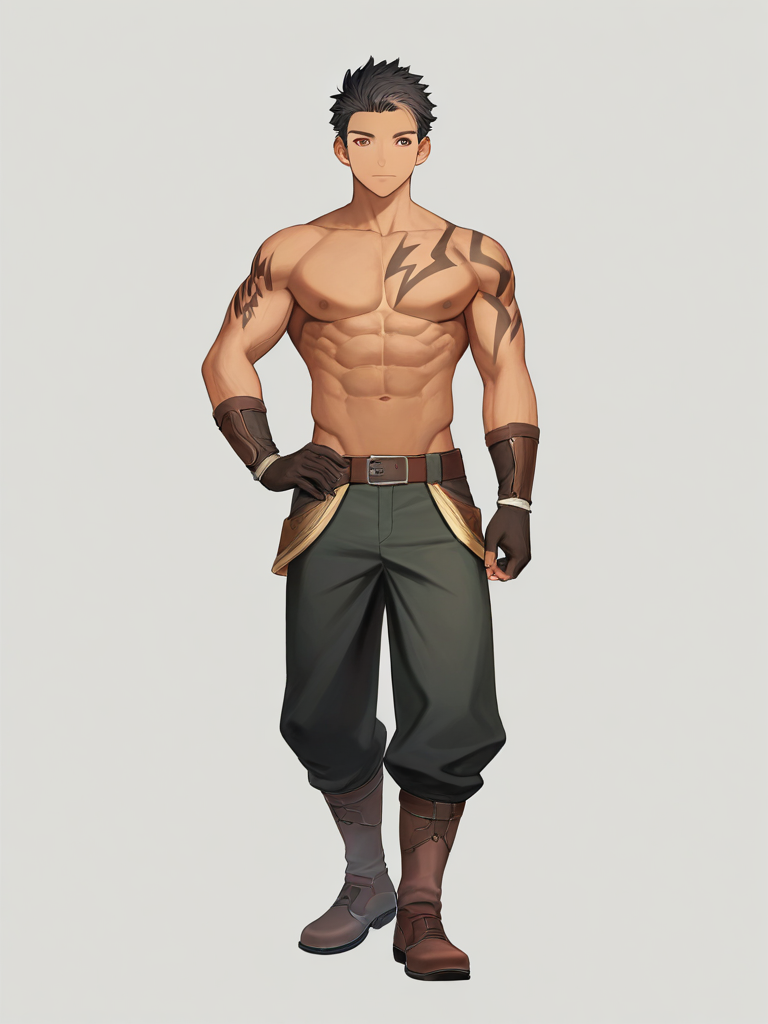1boy, black_hair, brown_eyes, fair_skin, mature, athletic, lightning_magic, isekai_fantasy, single character, full body, looking at viewer, anime style, simple background, white background