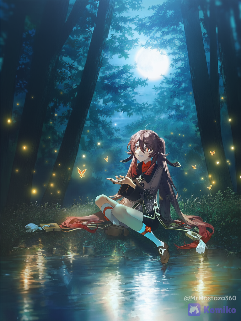 Hu Tao por la noche