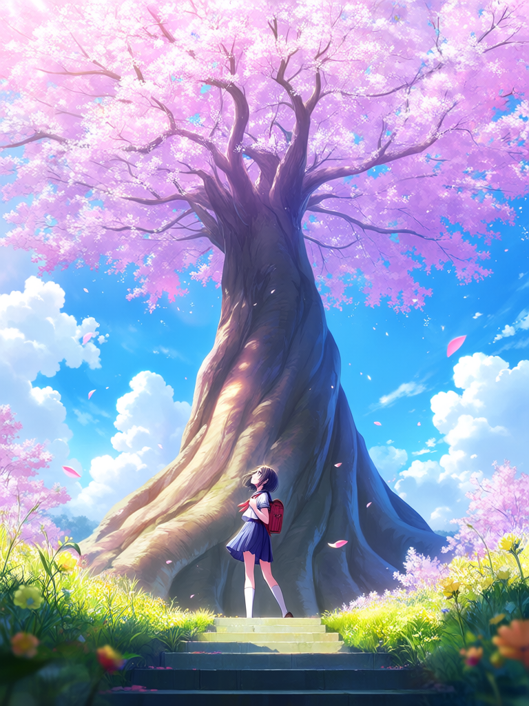 Cherry blossoms and a girl