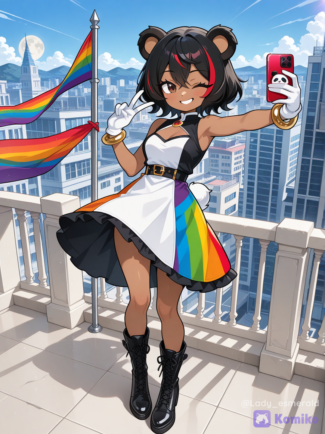Selfie junto con la bandera arcoiris