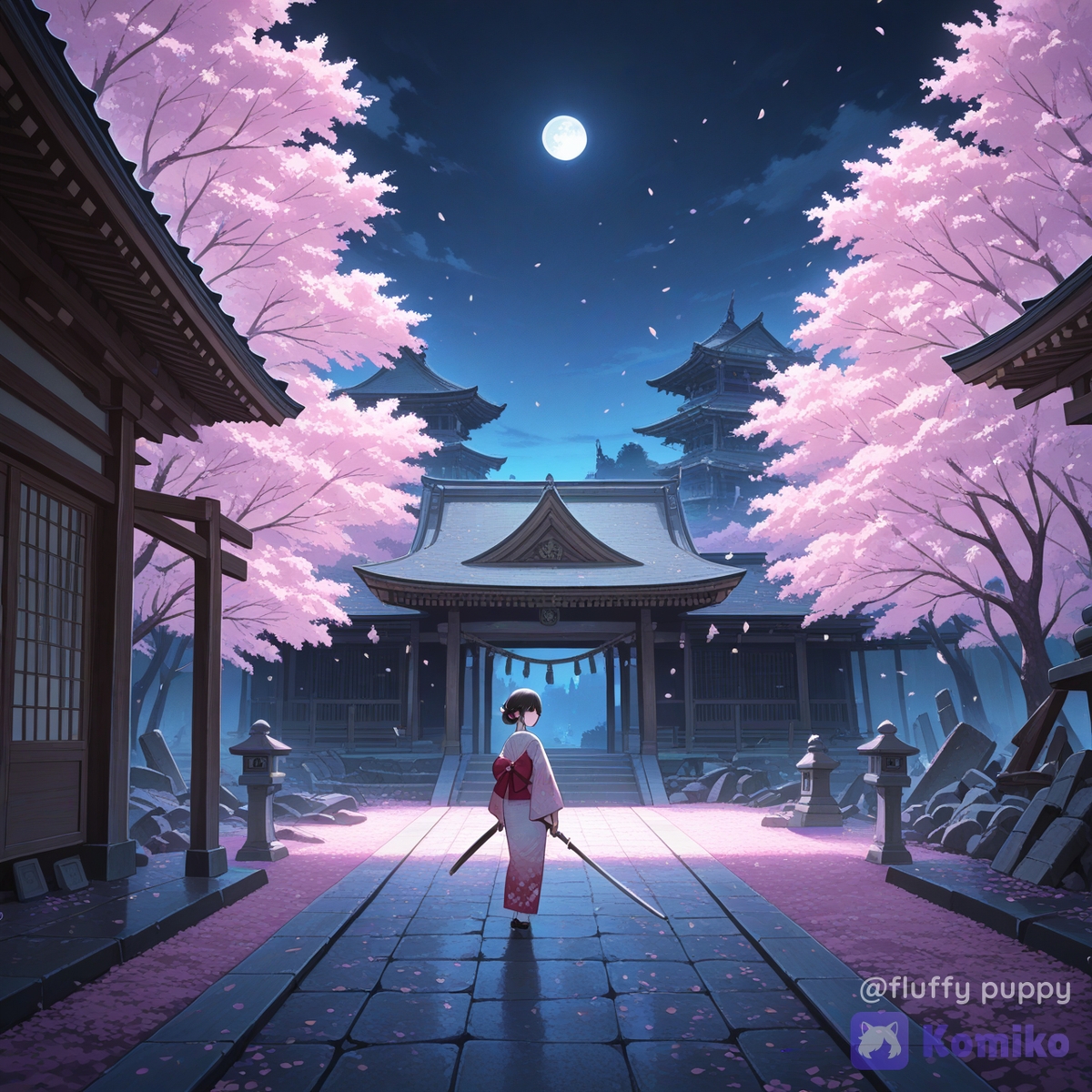櫻花X廢墟X和服女劍士