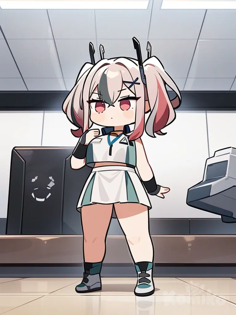 bremerton (scorching-hot training) (azur lane), full body , Stand up straight , chibi