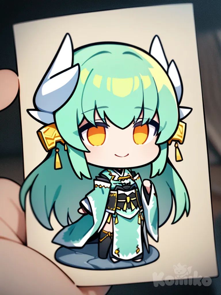 kiyohime (fate), smile, standing, front profile photo, full body , chibi