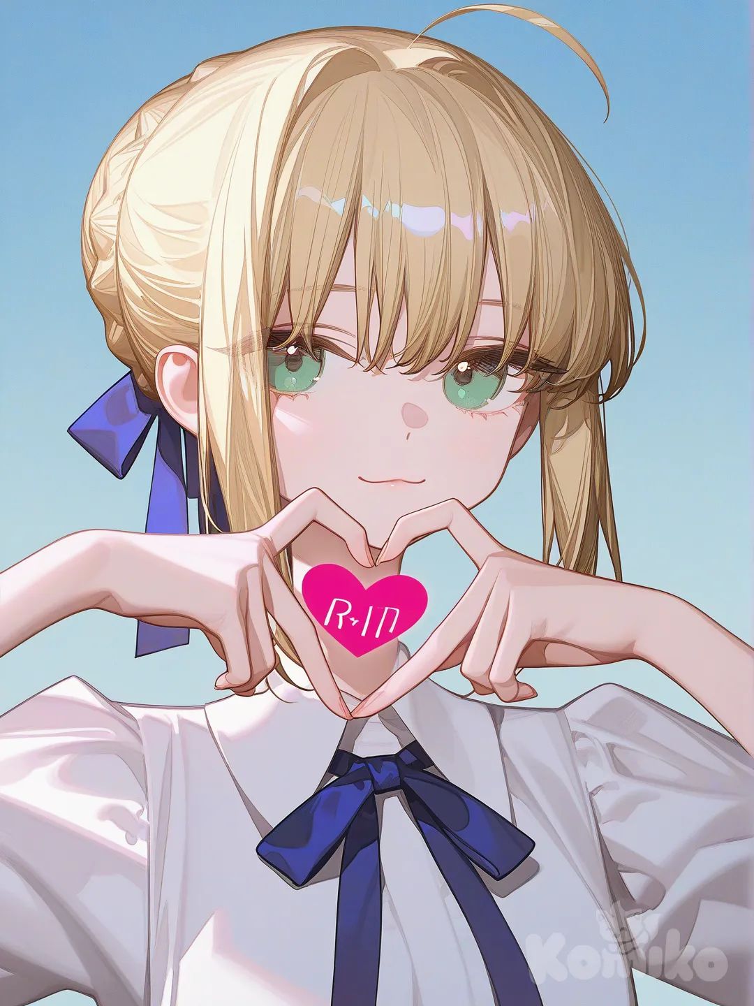 @Saber_(Fate), [high-contrast-glossy-style], heart hands