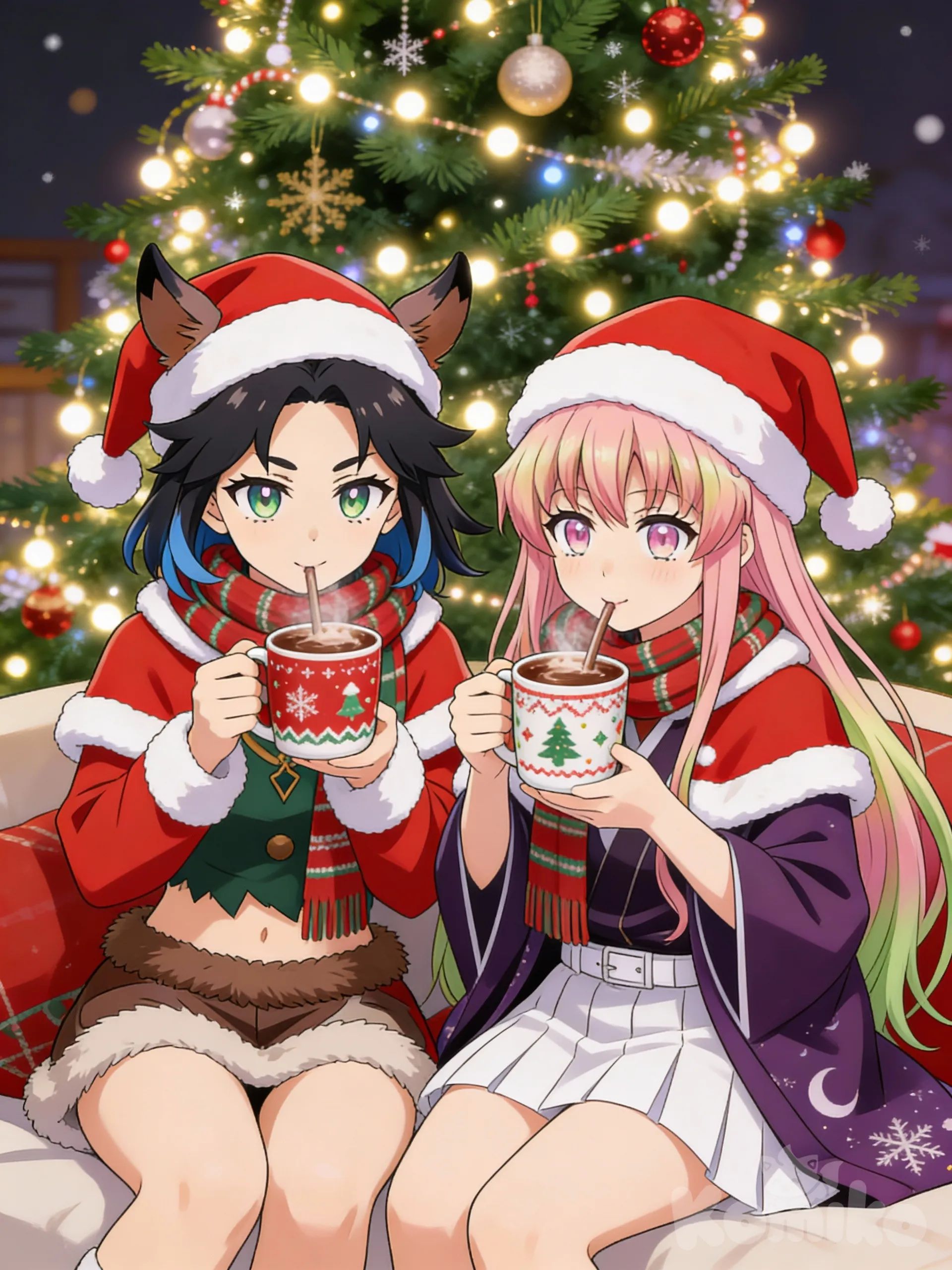 For @Inosuke Hashibira girl! Inoko and Luna having hot chocolate together!