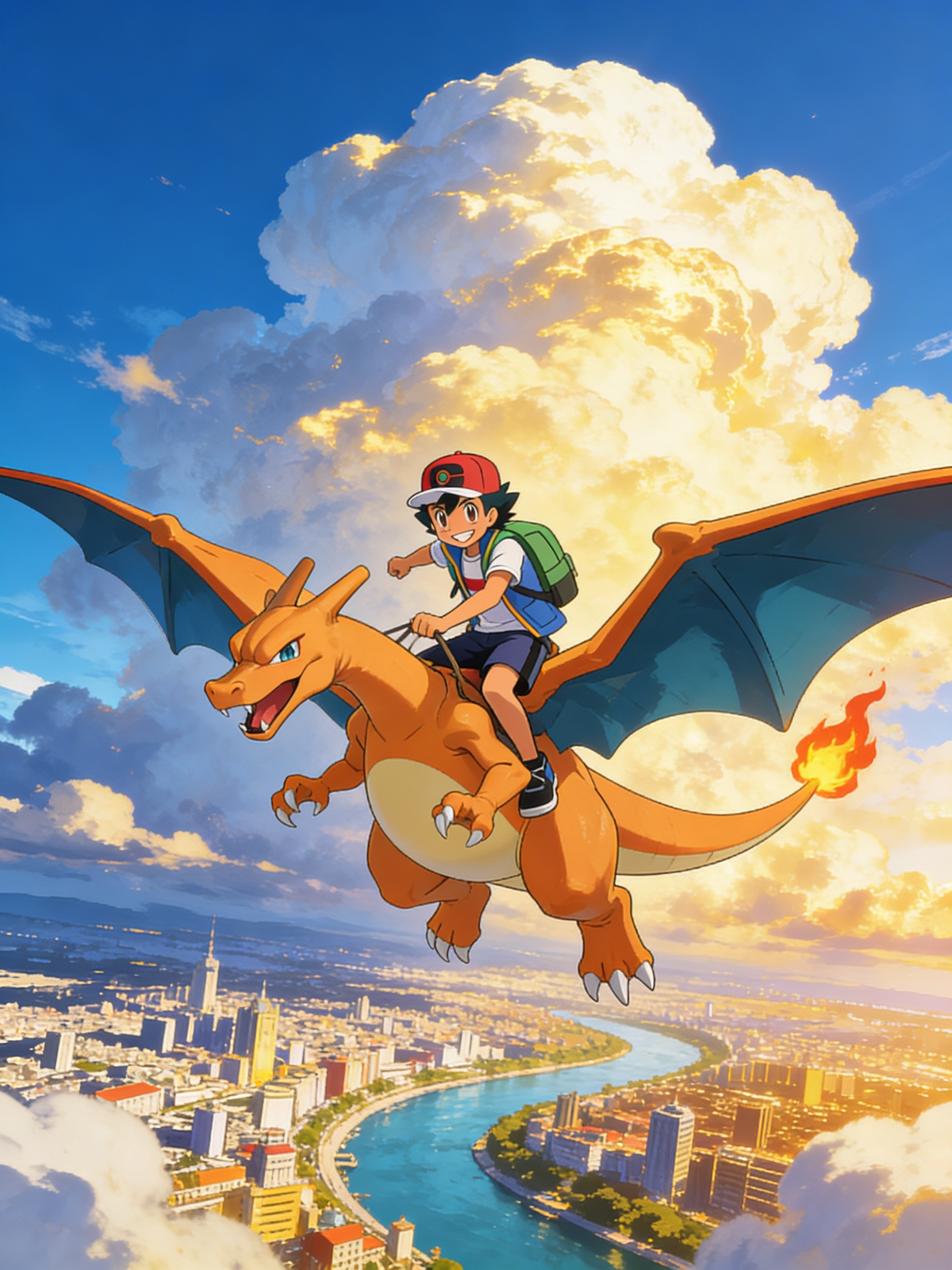 Ash and Charizard 