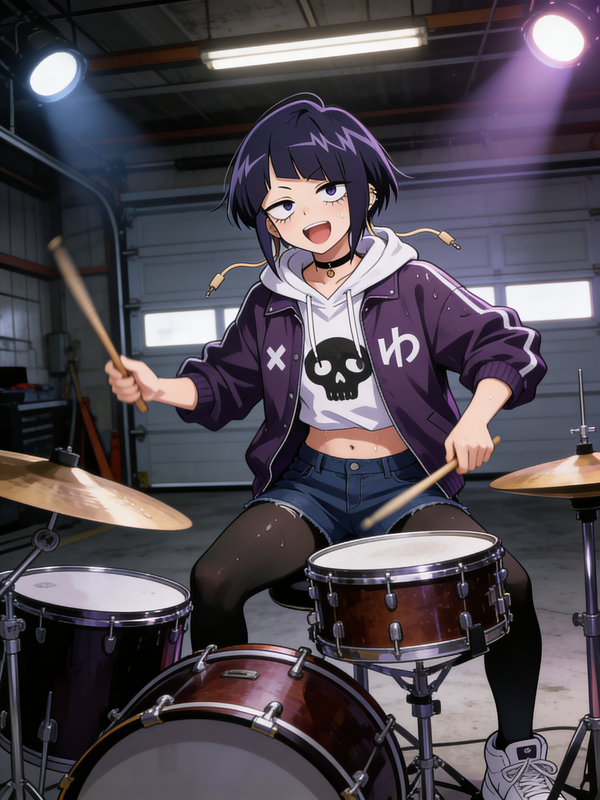Playing drums in the garage