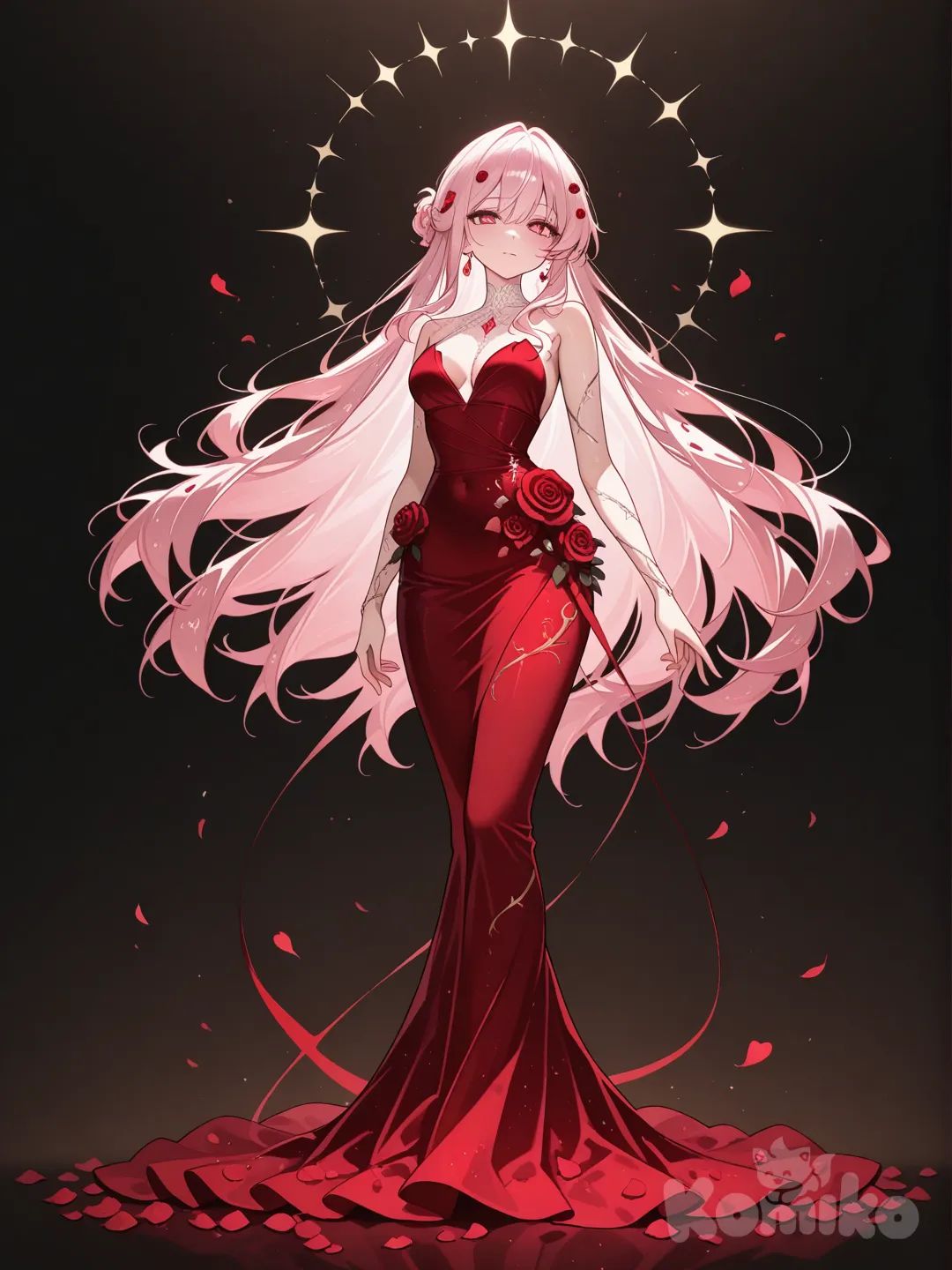 Woman made of rose petals