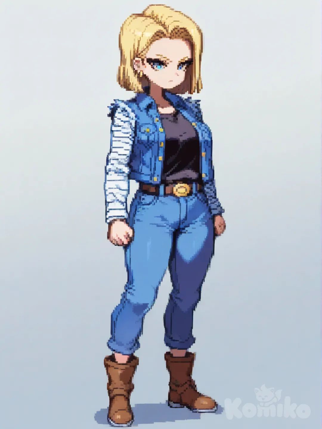 Android 18, [soft-pixel-art-style]