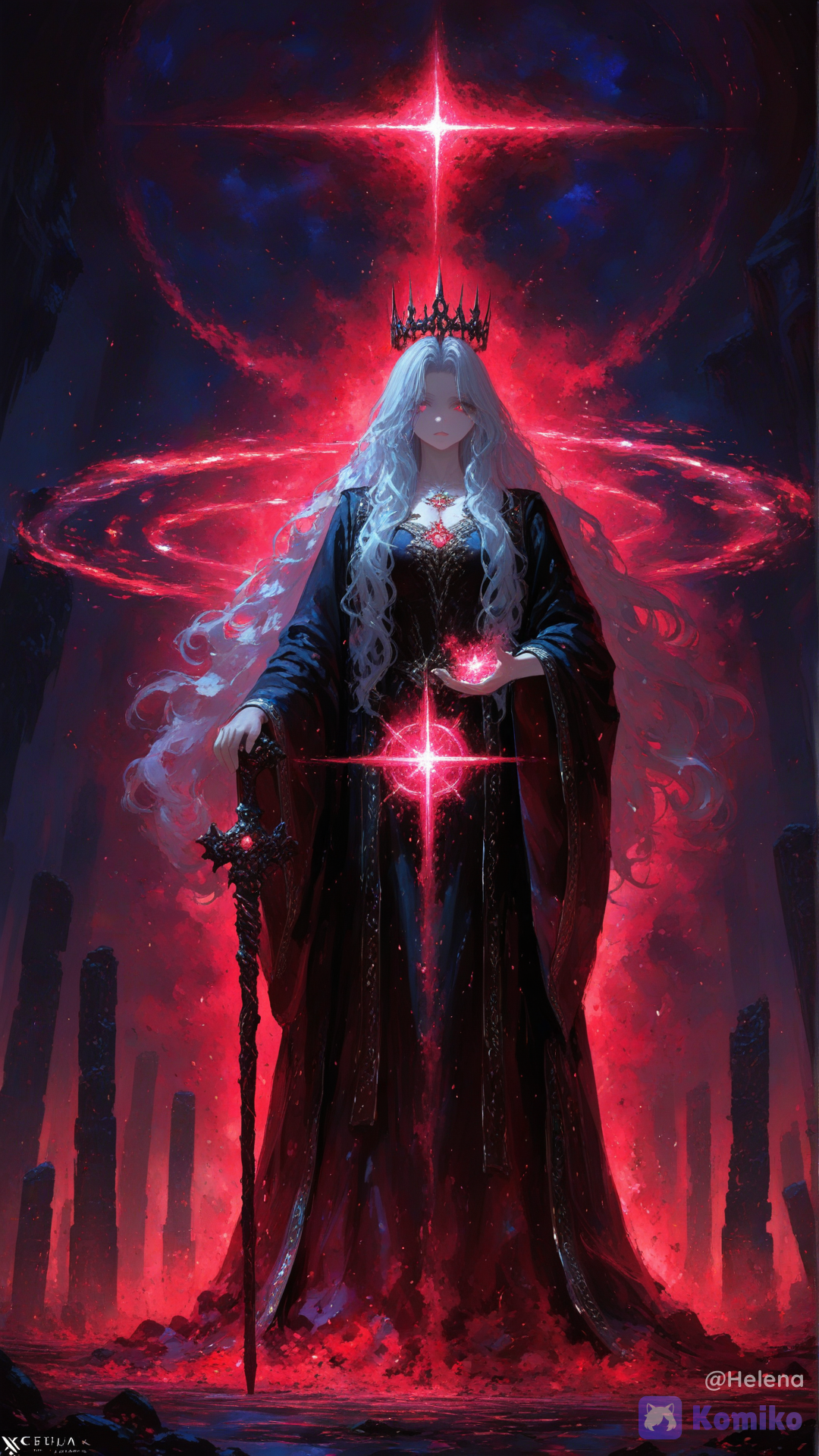 Nyxara, la Reina del Eclipse Carmesí