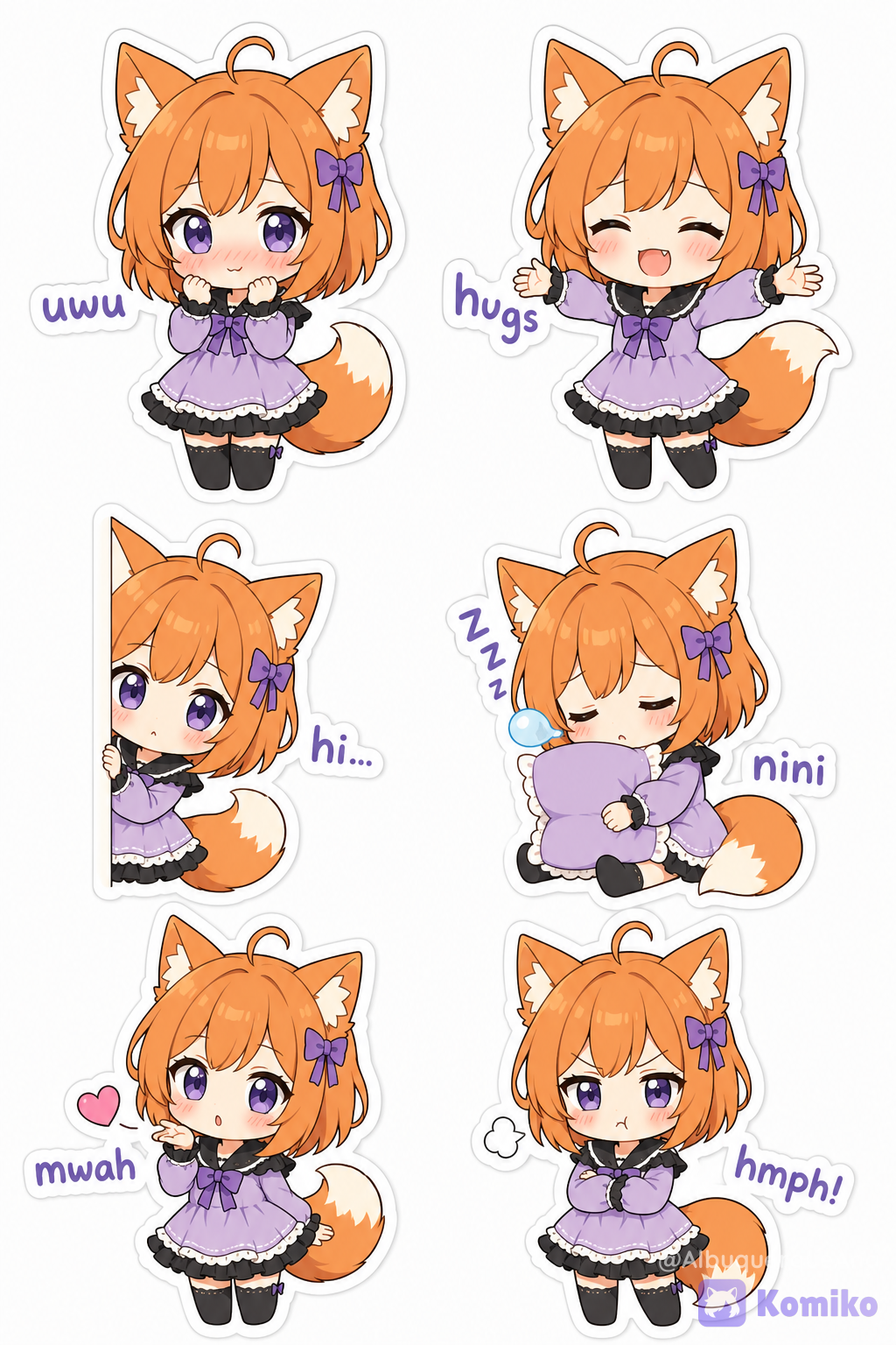 Komiko-chan Everyday Emotes Sticker Pack