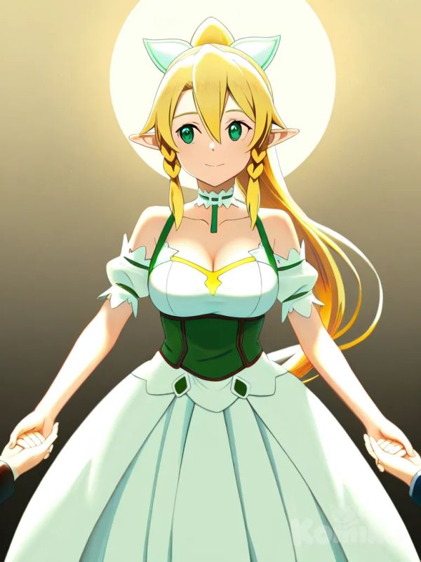 @Asuna_(Sao), @Kirigaya_Suguha, @Sinon, @Leafa, looking away, dancing, holding hands