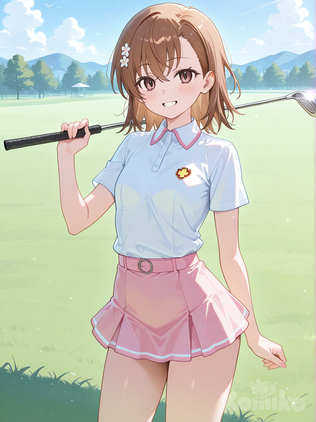 Mikoto playing golf