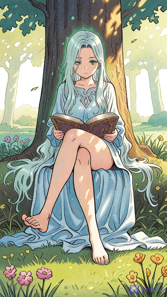 1girl, reading a book