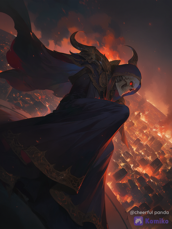 Ainz watching the city burn