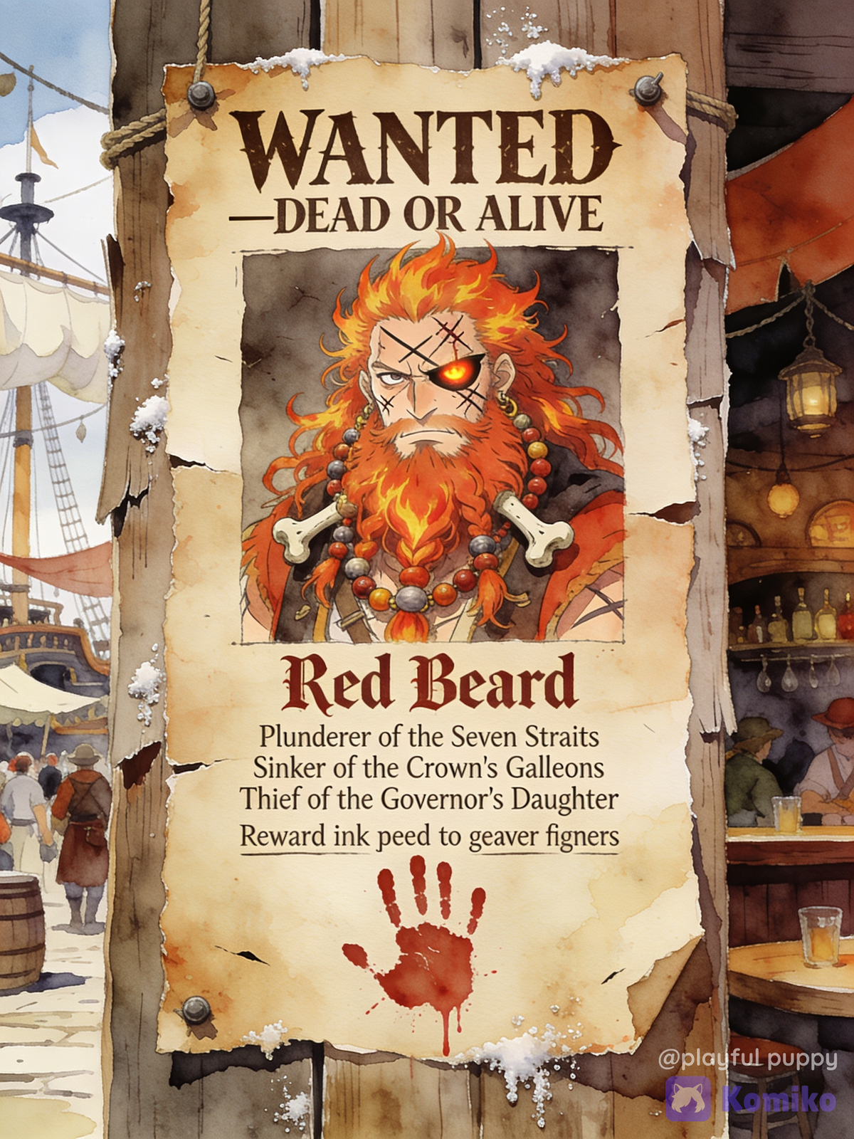 Red Beard's Wanted Poster 🔥