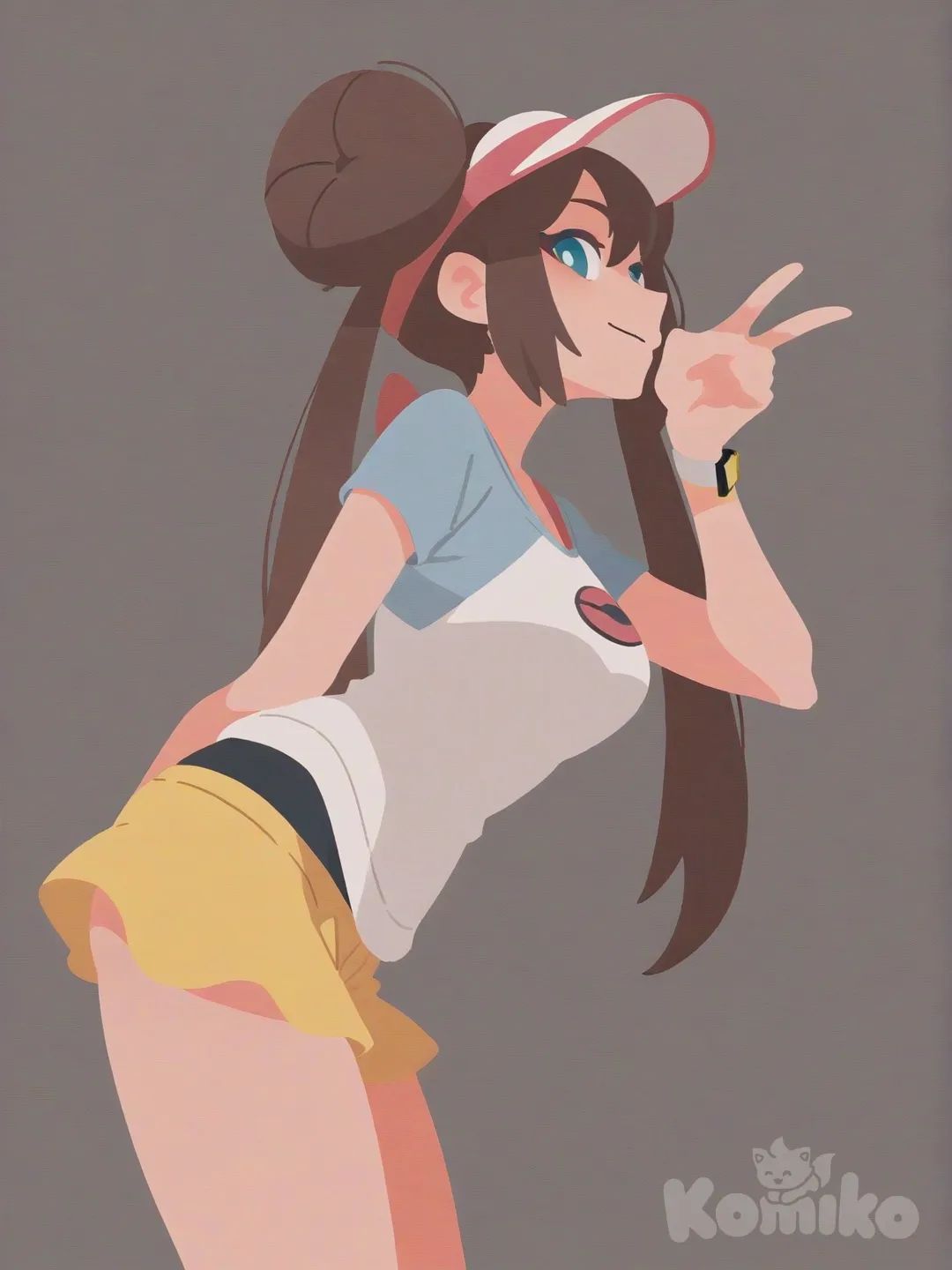 [flat-illustration-style], @Rosa_(Pokemon), v sign