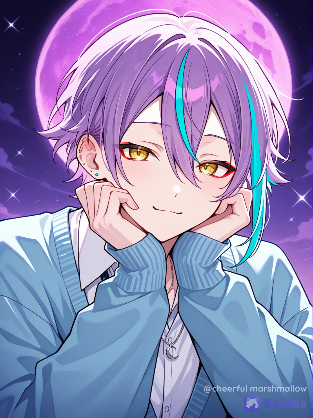 Rui Kamishiro with his hands on his the sides of head