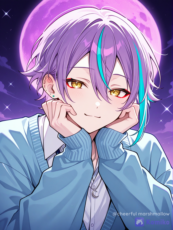 Rui Kamishiro with his hands on his the sides of head