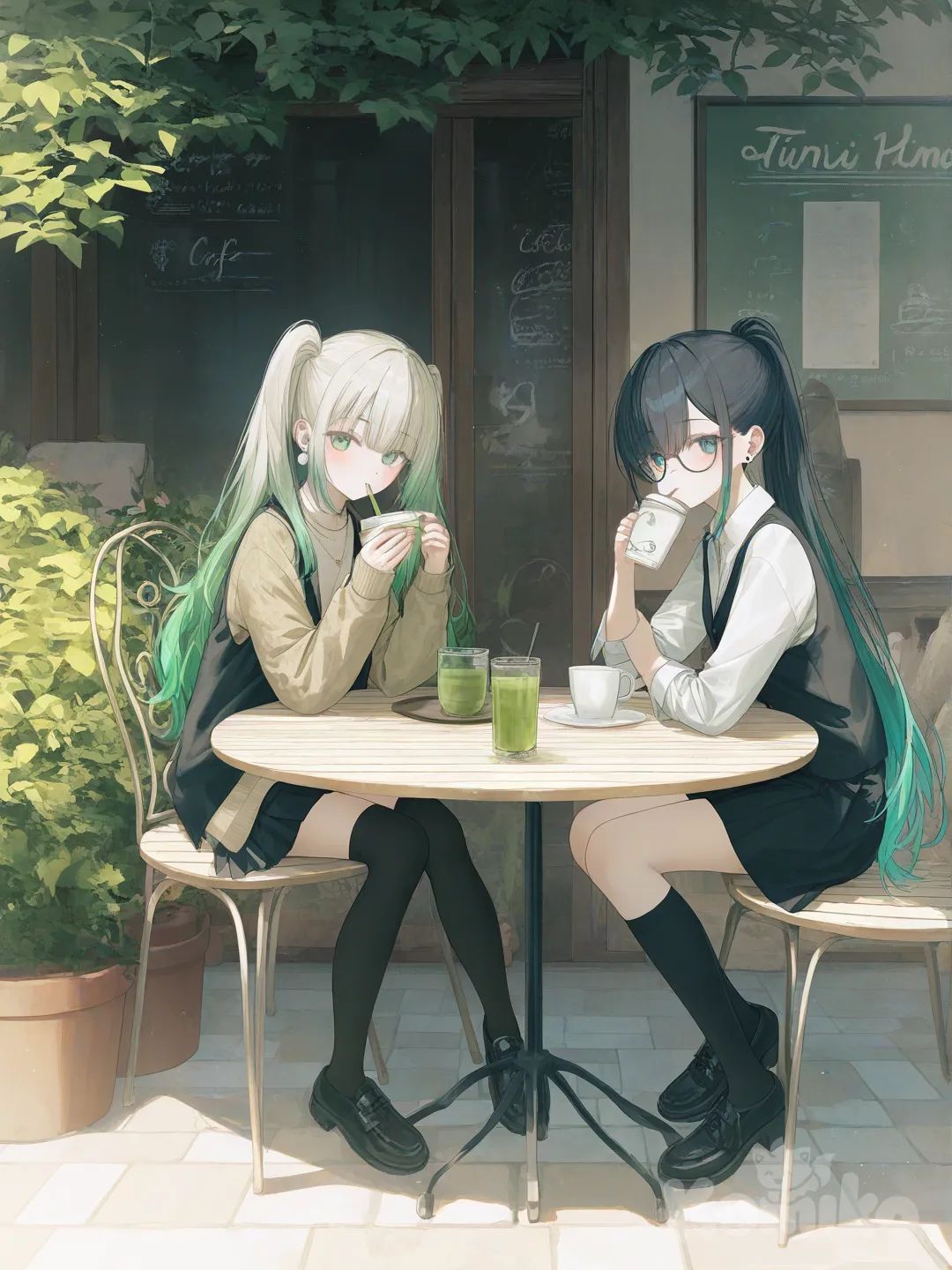 matcha tea selfie