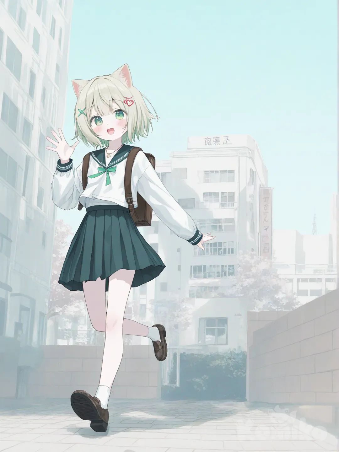 Hina coming back from school